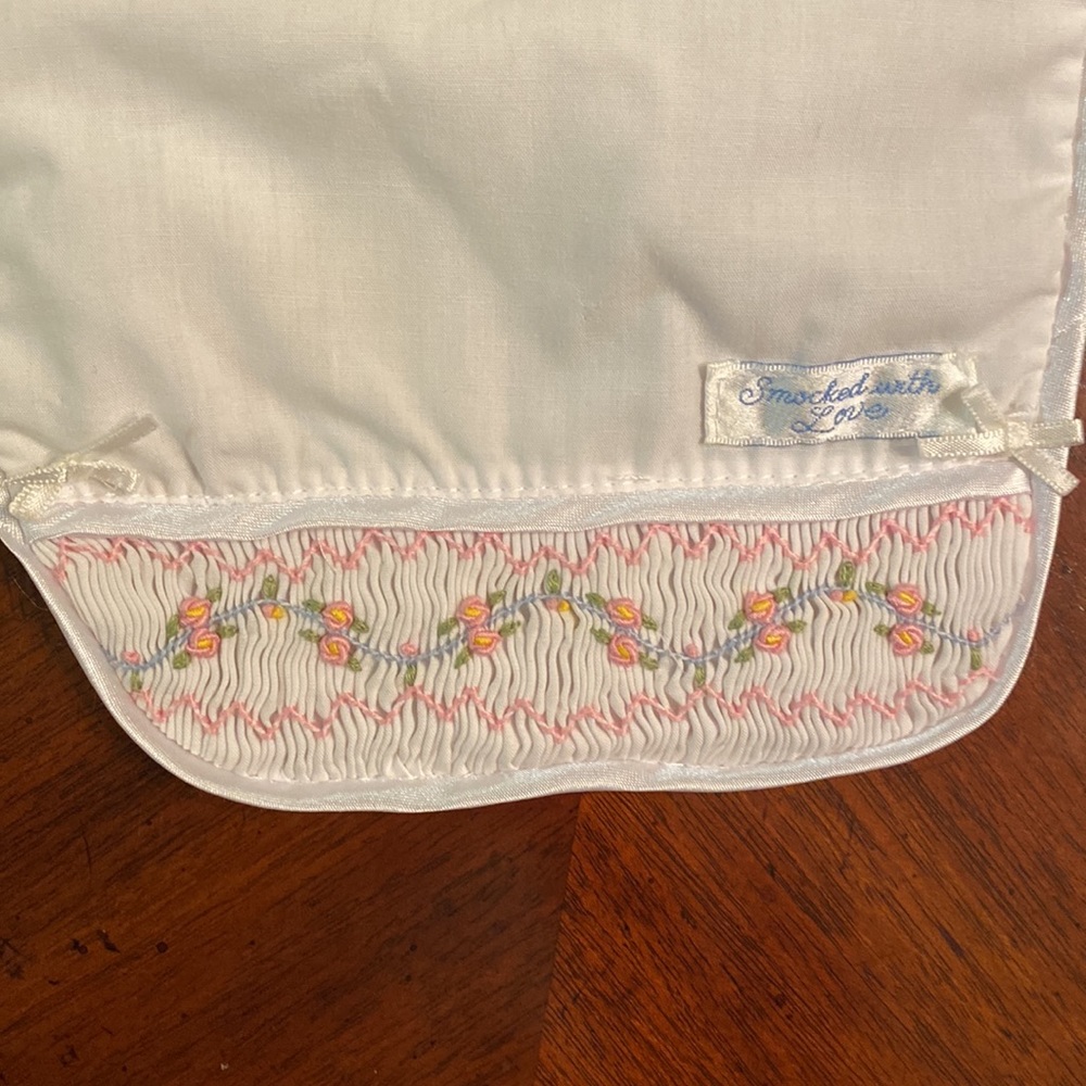 Princess Linens Smocked Burping Cloth and Bonnet - Picture 3 of 7